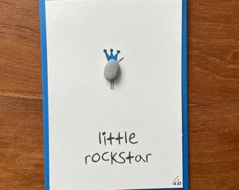 Kieselsteinbild Postkarte Lustige Spruchkarten Little Rockstar