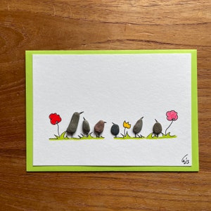 Kieselsteinbild Postkarte Vögel