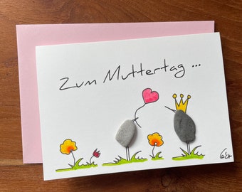 Kieselsteinbild Klappkarte "Muttertag!"