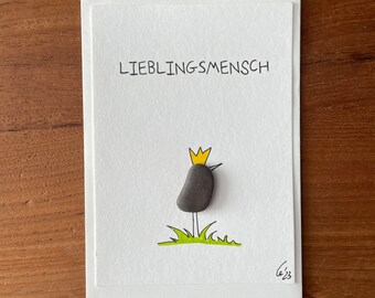 Postkarte Kieselsteinbild "Lieblingsmensch"