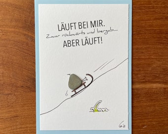 Kieselsteinbild Postkarte "Nicht aufgeben!"