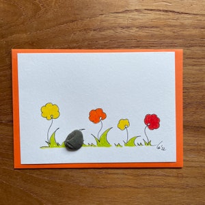 Kieselsteinbild Postkarte Vogel