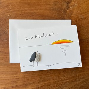 Kieselsteinbild Klappkarte "Zur Hochzeit..."