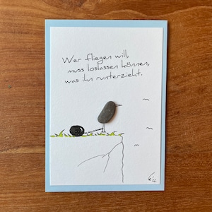 Kieselsteinbild Lustige Spruchkarten "Ballast abwerfen"