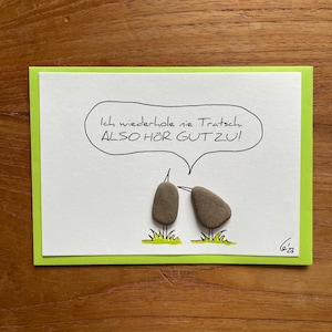 Kieselsteinbild Postkarte Lustige Spruchkarten "Tratsch"