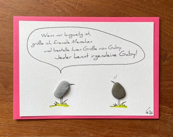 Kieselsteinbild Lustige Spruchkarten "Gaby"