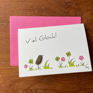 Kieselsteinbild Klappkarte "Viel Glück"