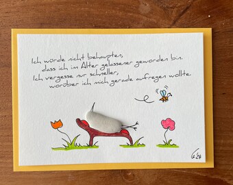 Kieselsteinbild Postkarte Lustige Spruchkarten "älter werden"