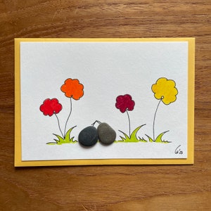 Kieselsteinbild Postkarte Vögel