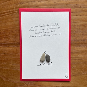 Kieselsteinbild Postkarte Spruchkarten "Liebe heißt ..."