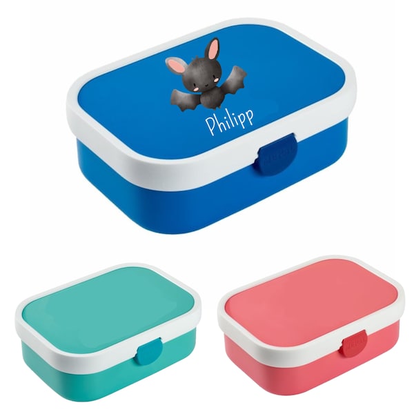 Rosti Mepal Brotdose / Lunchbox "Fledermaus" mit Name personalisiert | Geschenkidee für Kinder | Geschenk zur Einschulung | Kindergeburtstag