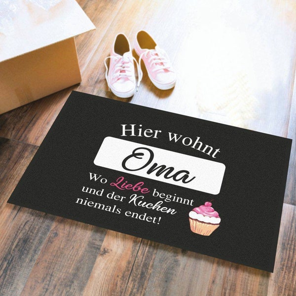 Fußmatte "Hier wohnt Oma - wo Liebe beginnt und der Kuchen nie endet!" | Geschenkidee | Danke | Türdeko | xmas | Großeltern