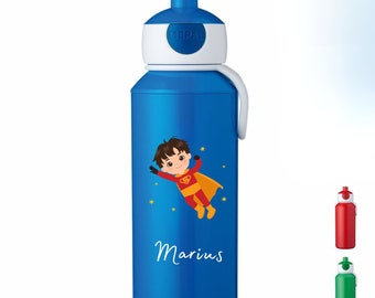 Rosti Mepal Trinkflasche "Superheld" mit Name personalisiert | Geschenkidee für Kinder | Geschenk zur Einschulung | Kindergeburtstag