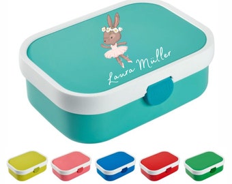 Rosti Mepal Brotdose / Lunchbox "Balett Häschen" mit Name personalisiert | Geschenkidee für Kinder | Geschenk zur Einschulung