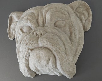 Pappmaché Englische Bulldogge (Betonoptik)