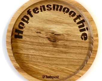 Wooden coaster "Hopfensmoothie" - bottle coaster made of solid oak