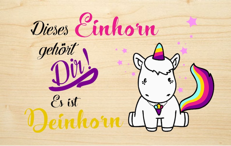 Einhorn aufklappbare Holzkarte Bild 1