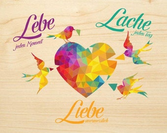 Carte en bois live love laugh