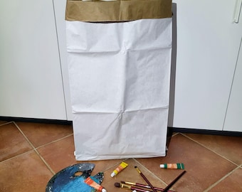 Weißer Papiersack zum Selbstgestalten – Stabiler DIY-Aufbewahrungssack aus Papier, multifunktionaler Deko-Sack