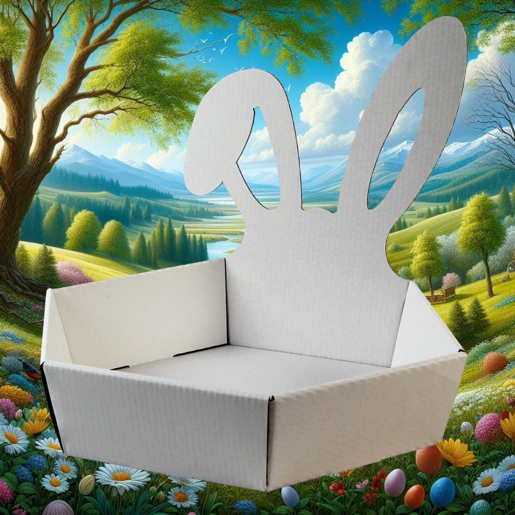 Lot de 12 nids de Pâques décoratifs à remplir – Sacs en papier kraft avec oreilles de lapin à découper – Décoration de table de Pâques avec autocollants et pompons – Motif
