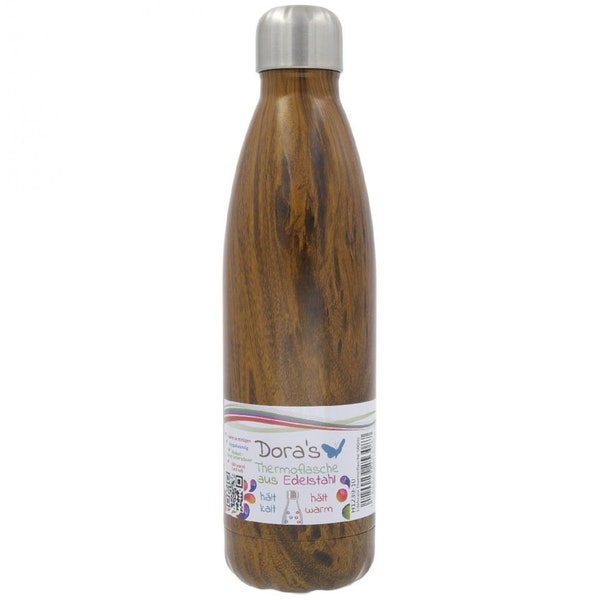 Edelstahl Thermoflasche 500ml Holzdesign