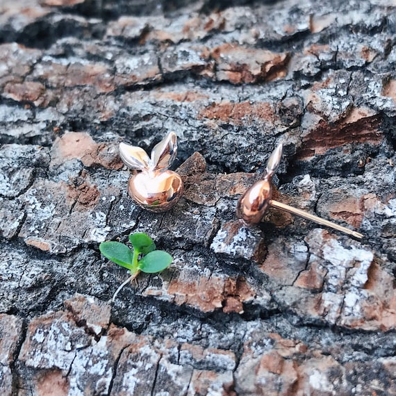 Budding Stud Earrings (Rose Gold Vermeil) Sterling Silver organic flower seed jewelry floral gold vermeil budding stud