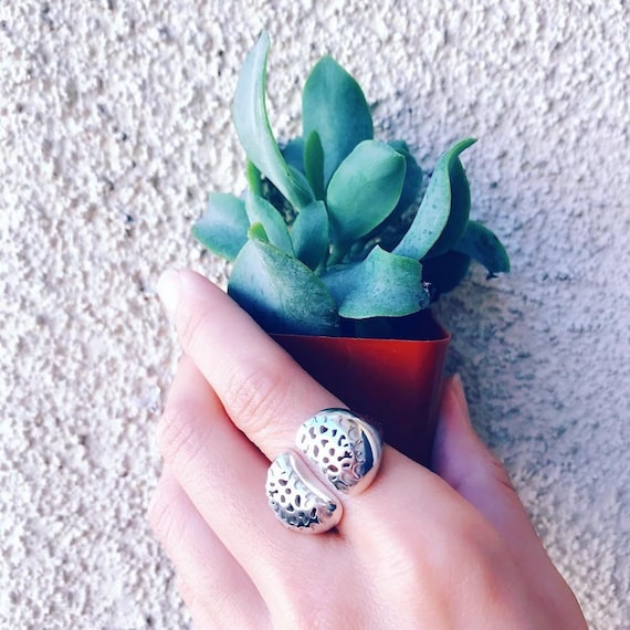 Living Stones Ring Sterling Silver Lithops jewelry cactus succulent band
