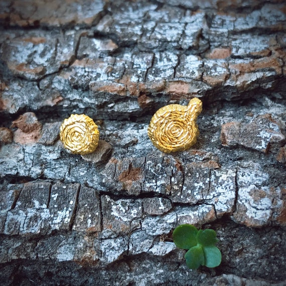 Tree Rings Studs (Yellow Gold Vermeil) Sterling Silver Earrings