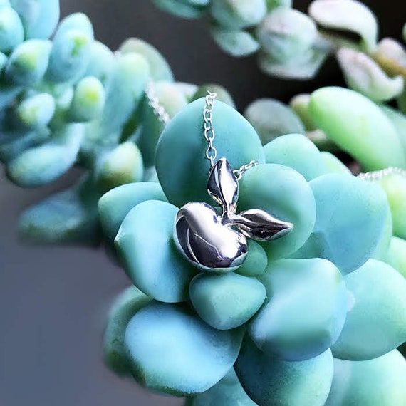 Budding Pendant Sterling Silver organic flower seed jewelry floral necklace pendant chain