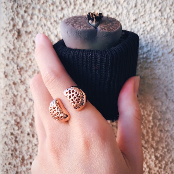 Living Stones Ring (Rose Gold Vermeil) Sterling Silver Lithops jewelry cactus succulent band