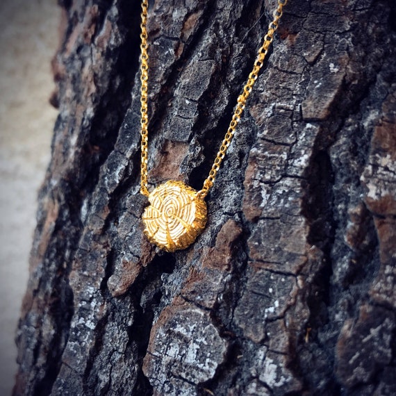 Tree Rings (Yellow Gold Vermeil) Sterling Silver Pendant Necklace