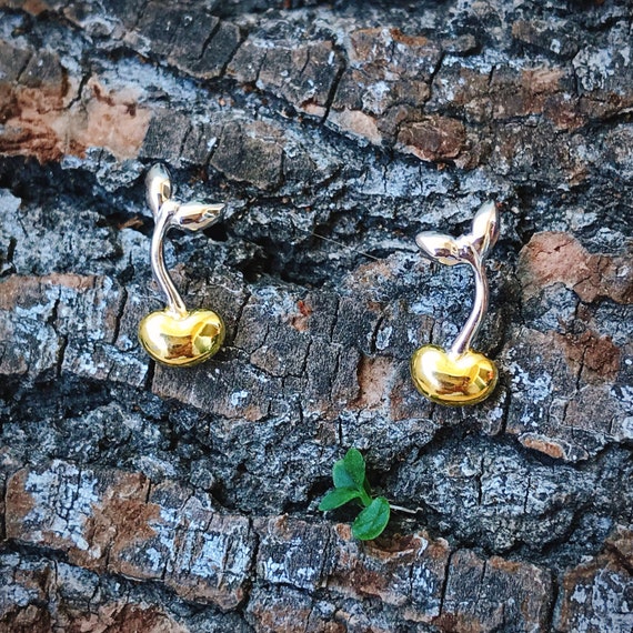 Budding Stud Earrings (Gold Vermeil) Sterling Silver organic flower seed sterling silver jewelry floral gold vermeil budding stud