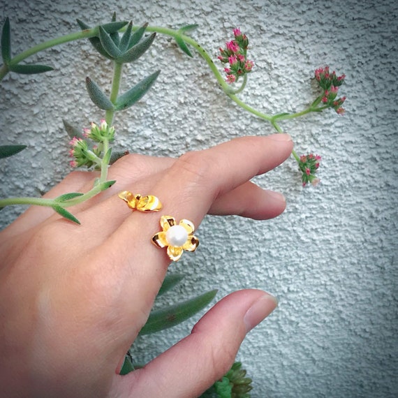 Blossom Ring (Yellow Gold Vermeil) Sterling Silver ring open ends adjustable sizes