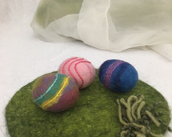 3 small Easter eggs, felted eggs