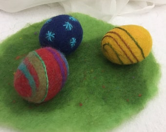 3 small Easter eggs, felted eggs