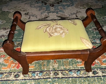 Vintage Antique Furniture Walnut Footstool Spindle Handles