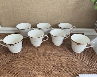 Vintage White NIKKO Vintage Lace GOLD Patra Thailand Set Of 7 Cups