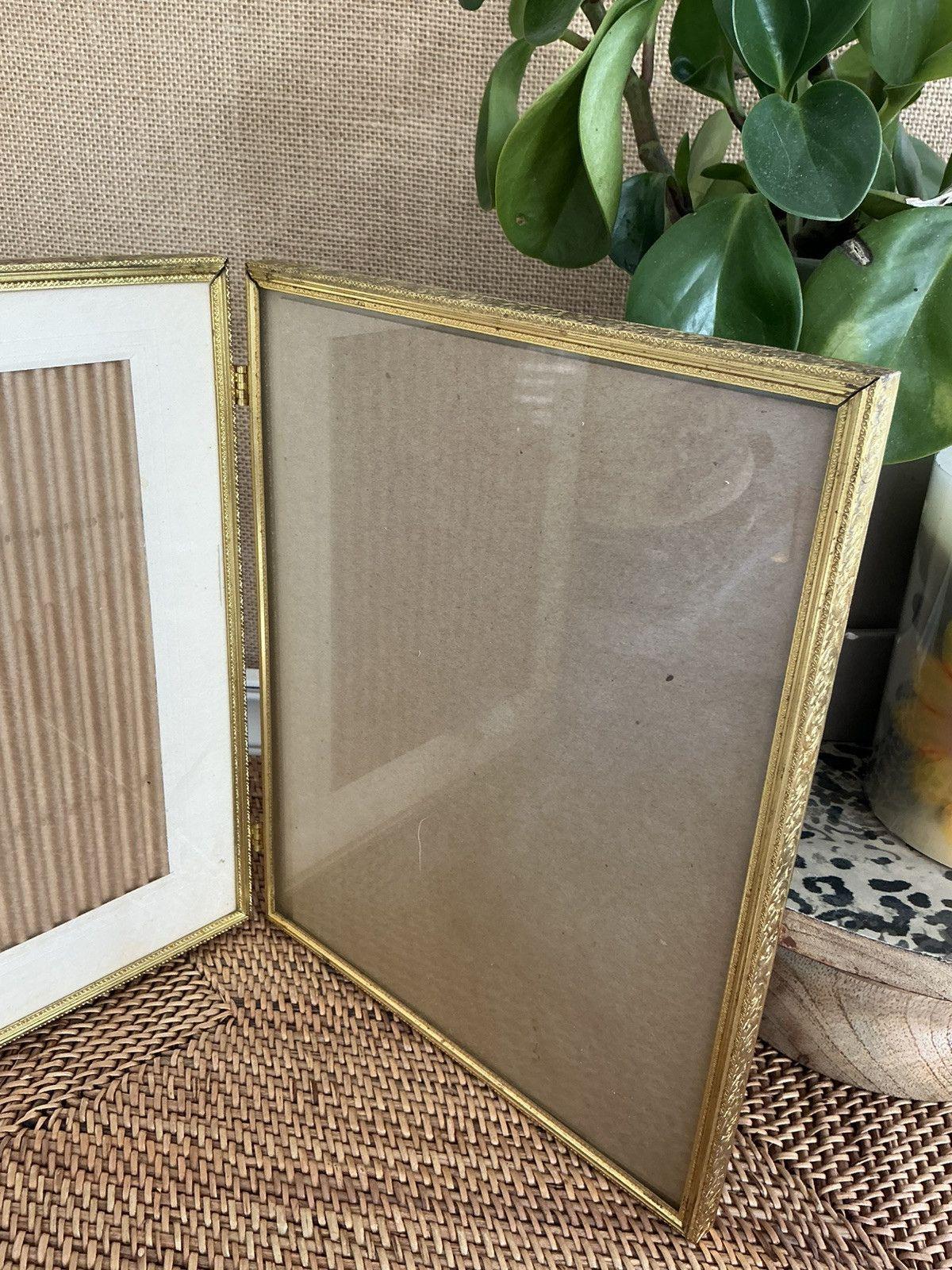 Vintage MCM Ornate Gold Tone Metal Bi-fold Double 8x10 Hinged Picture ...