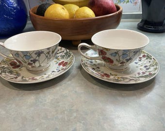 Graces Teaware Colorful Wild Flowers Tea Cup & Saucer Set Of 2
