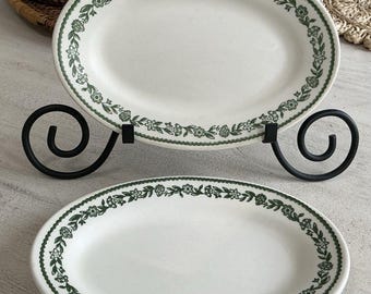 Vintage Buffalo China Kenmore Green Floral Small Platter Plates Restaurant