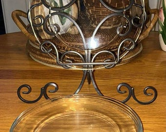 Lote de 5 platos de cristal transparente Arcoroc France de 9 pulgadas con borde.