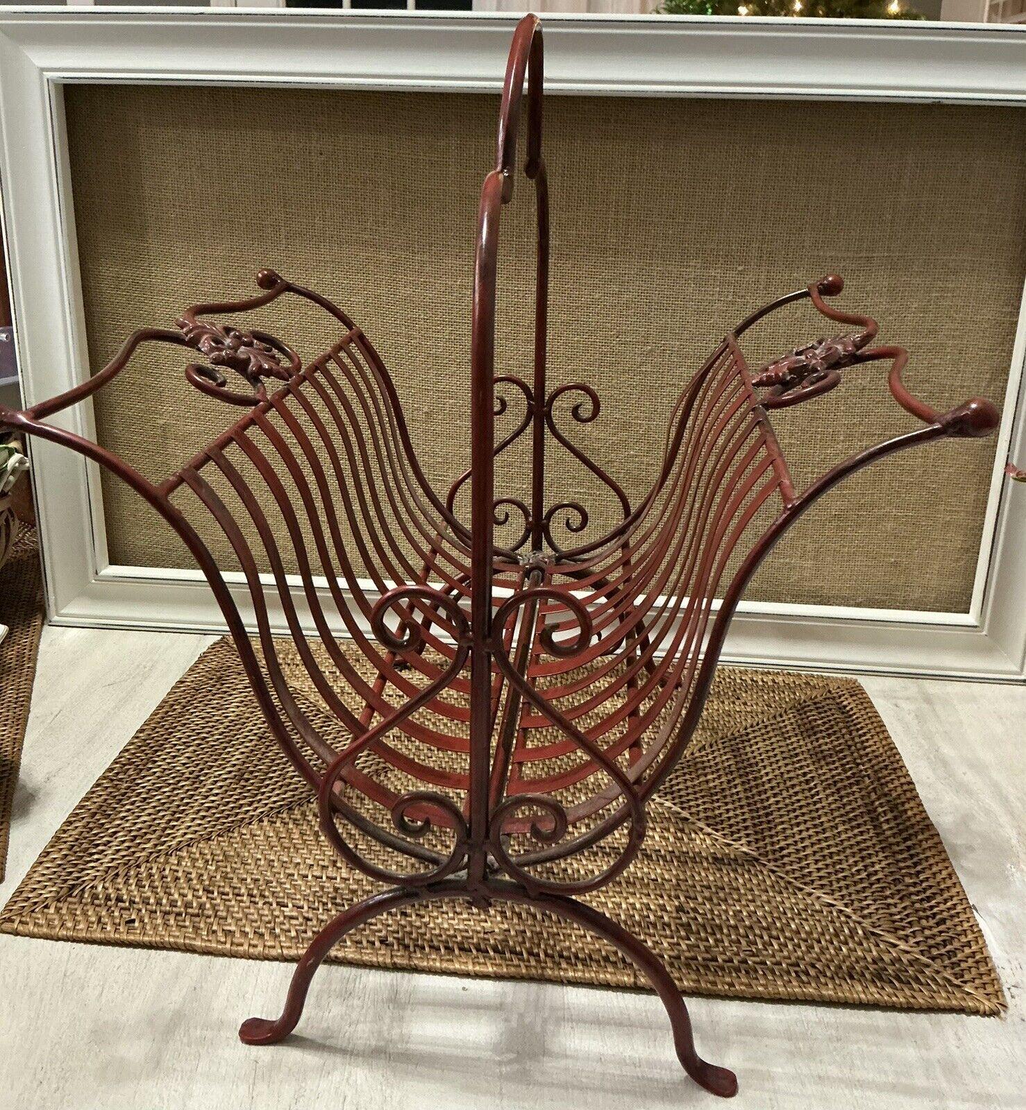 Cloths Rack Mcm Vintage MCM Red Metal Magazine /wood Rack - Etsy