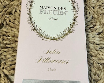 Maison Des Fleurs Paris 2 Pack Gray Satin Pillowcases New In Box 100% Polyester
