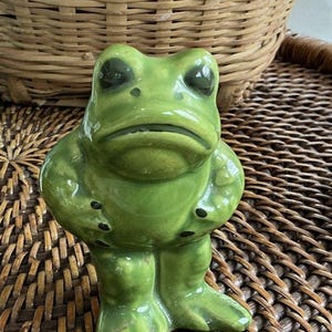 Green Froggy Frog Ceramic Figurine