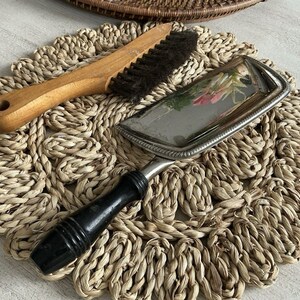 Vintage Silver Plated Metal Silent Butler Crumb Catcher Tray with Brush