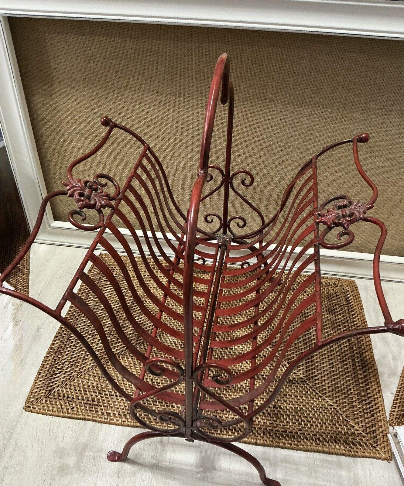 Red Magazine Racks Vintage MCM Red Metal Magazine /wood Rack - Etsy
