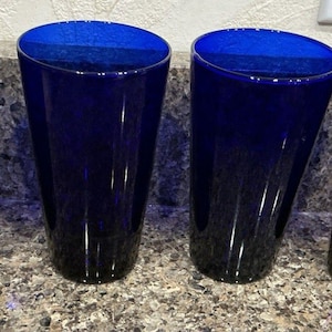 Vintage MCM Libbey Cobalt Blue Glasses Set Of 4