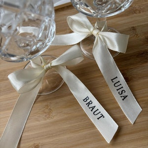 Cintas de boda personalizadas | Bucles individuales | Tarjetas de lugar Etiquetas de nombre | Ideas de regalos | regalos