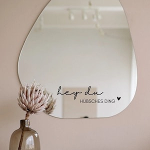 Aufkleber Spiegel Hey du hübsches Ding | Spiegelaufkleber | Spiegel Sticker | Wanddekoration | Motivationssticker | Mental Health | Bad Deko