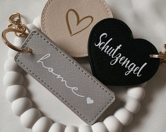 Gepersonaliseerde sleutelhanger | Leer | Leren hanger | hart | Cirkel | rechthoek | Cadeaukaartje | Cadeau | Moederdag | Valentijnsdag